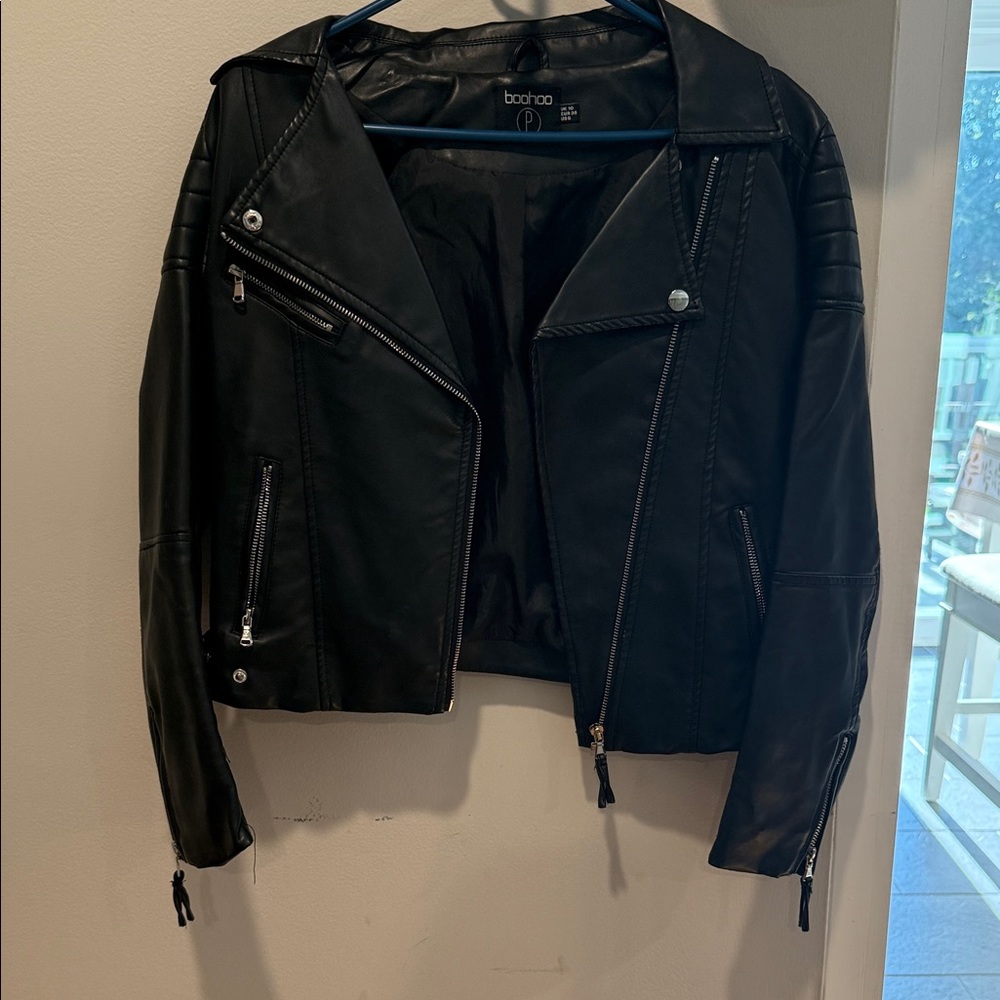 Boohoo Sleek Black Leather Jacket for Women